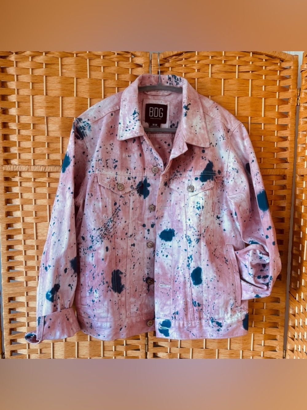 BDG Pink Denim Ice Dyed Jacket with Navy